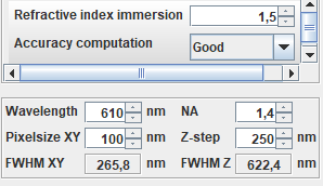 PSF Generator settings